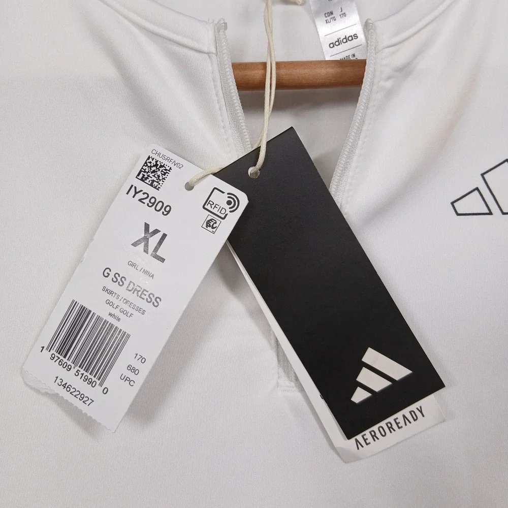 Adidas Golf Dress Women's XL White Aeroready Short Sleeve Zip New‎ - Picture 6 of 12